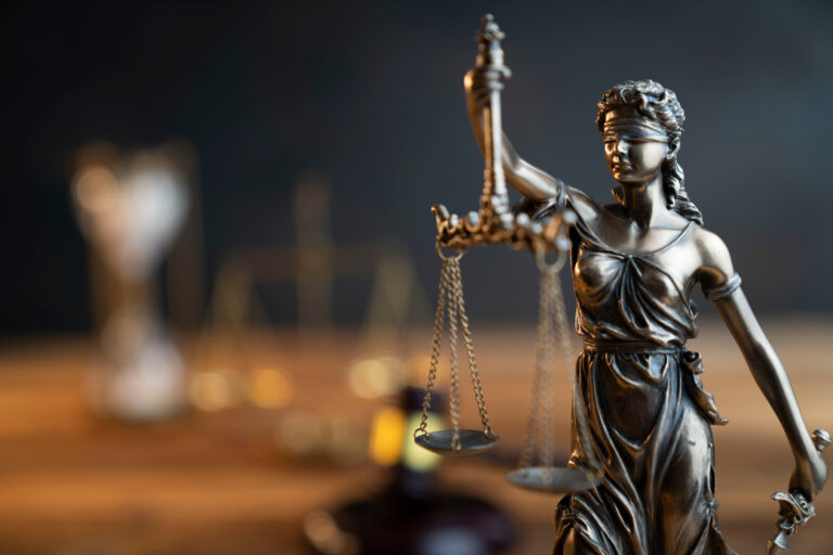 Law and justice concept. Law symbols composition: judge’s gave